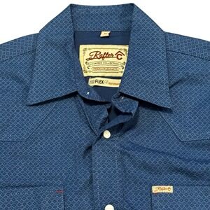 Rafter C Cowboy Collection Mens Medium Western Snap Shirt Blue